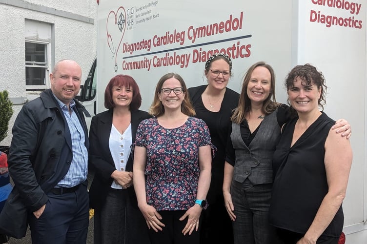 Mabon ap Gwynfor MS with the Community Cardiology Team at Ysbyty Eryri, Caernarfon