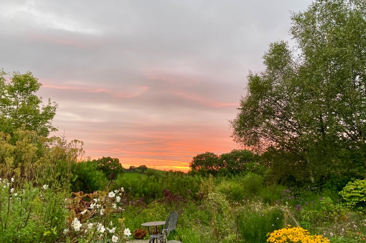 The sun set from Yr Efail near Tregaron