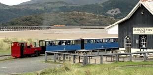 Fairbourne railway and Barmouth Bridge train crossing in one image