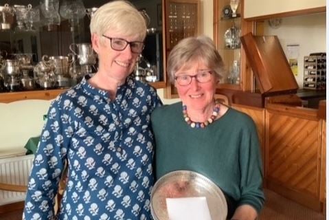 Past captains competition winner Jean Harrison (right) with present captain Catrin Pugh Jones