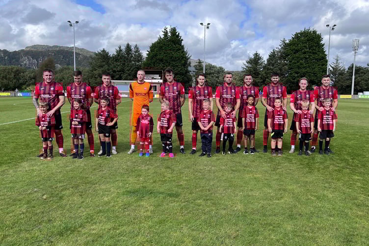 Porthmadog Under 7s were mascots for the game against Corwen