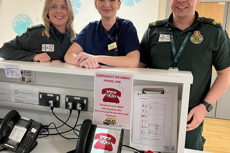 Bethan Jones, Perinatal Safety Champion and Midwife at the Welsh Ambulance Service, Lisa George, Labour Ward Manager at Glangwili Hospital, Steve Magee, Consultant Paramedic and Regional Clinical Lead at the Welsh Ambulance Service