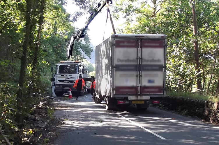 The lorry being uprighted