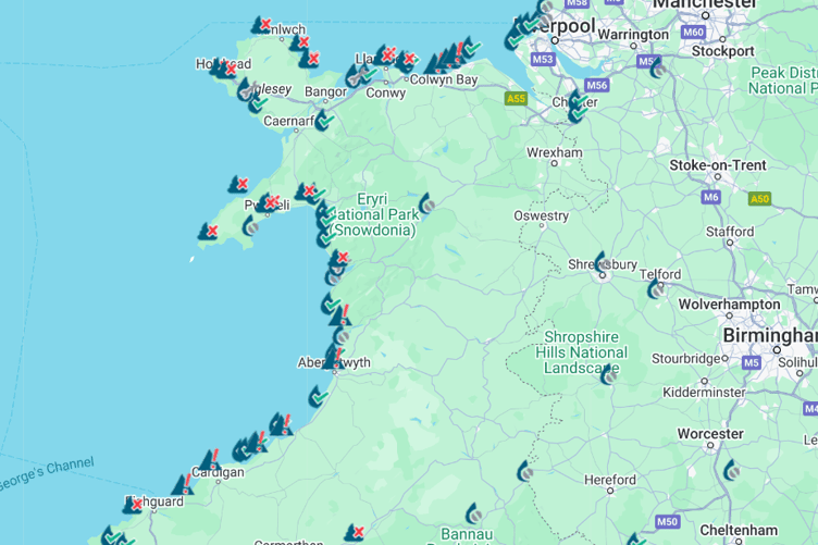 Sewage and pollution alerts have been issued across Cardigan Bay today due to heavy rainfall