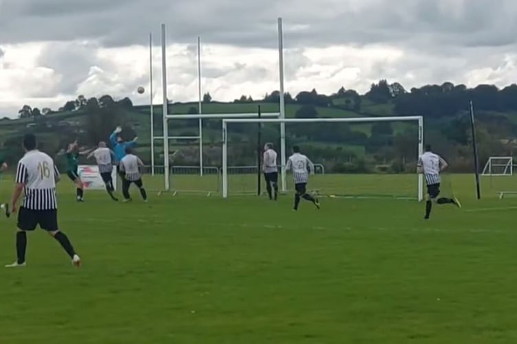 Goalmouth action from Tregaron Turfs' 5-1 against Penparcau