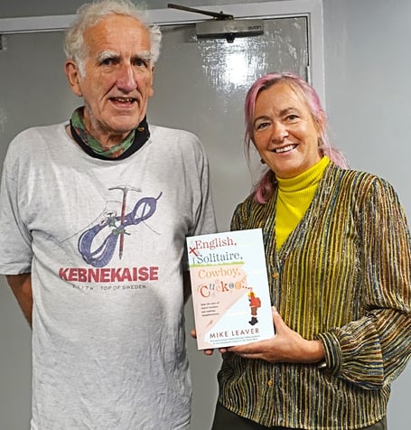 Mike Leaver and MP Liz Saville Roberts at the launch of his latest book