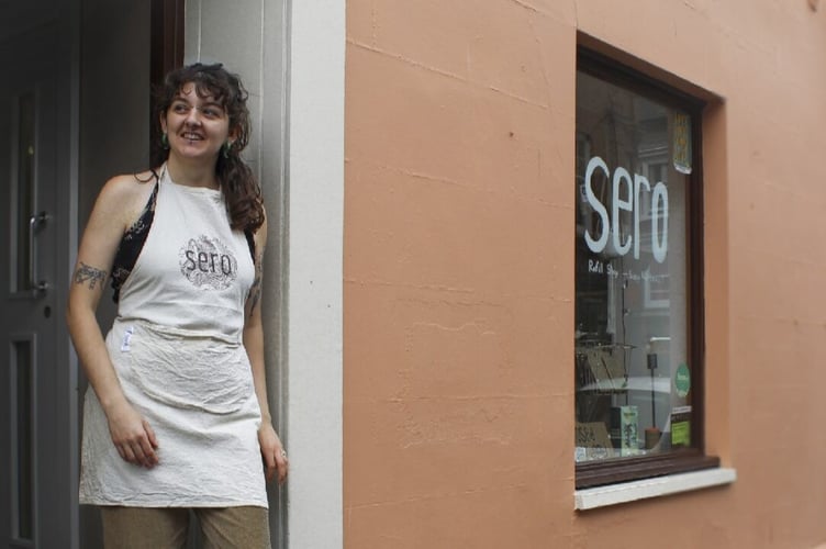 Tori Bowyer outside their new shop Sero Aber at 18 Cambrian Place