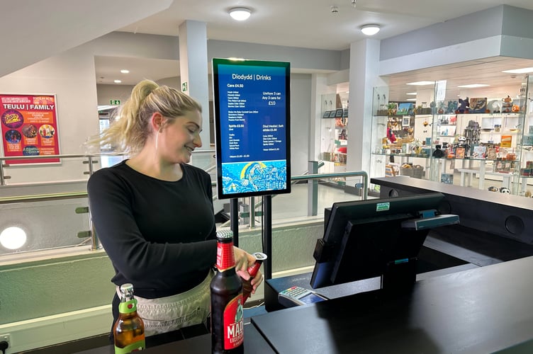 One of the new digital screens at Aberystwyth Arts Centre