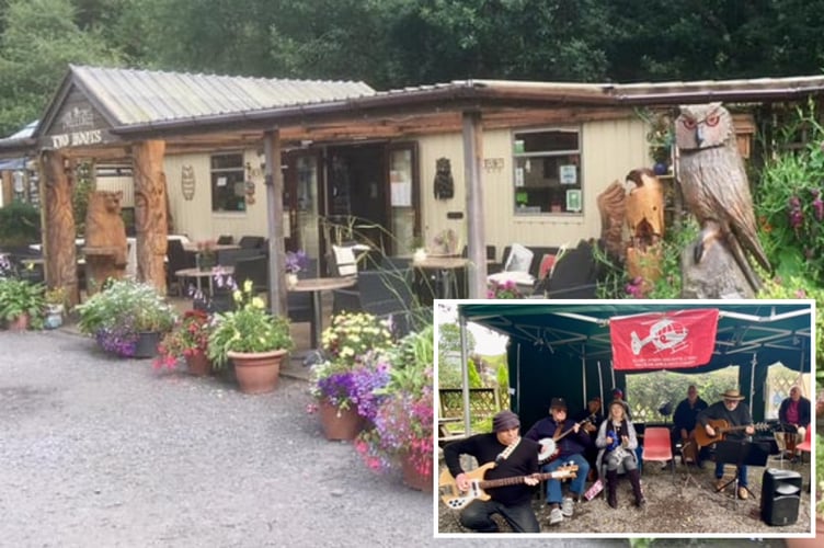 Musicians (inset) have collected money for the air ambulance during their sessions at the Two Hoots (main)