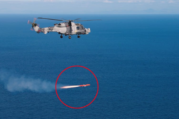 Wildcat HMA Mk2 first guided firing of the anti-ship Sea Venom missile.  The Royal Navyâs maritime attack helicopters will soon pack an even bigger punch after a milestone firing of a new missile designed to destroy enemy warships and attack craft. The Wildcat HMA Mk2 can already fire Sting Ray torpedoes for hitting underwater threats and lightweight Marlet missiles for taking out boat swarms or small ships. But, so far, the Wildcats have not been able to target larger warships, like corvettes. The Royal Navy has now completed the first guided firing of the anti-ship Sea Venom missile â which packs ten times the punch of Martlet, with the design of destroying more heavily armoured ships â on a target vessel at the Aberporth range in Wales. Lieutenant Commander Robin Kenchington, from the Royal Navyâs test and evaluation squadron 744 Naval Air Squadron, said: âIt was fantastic to see a full end-to-end demonstration of the missile."