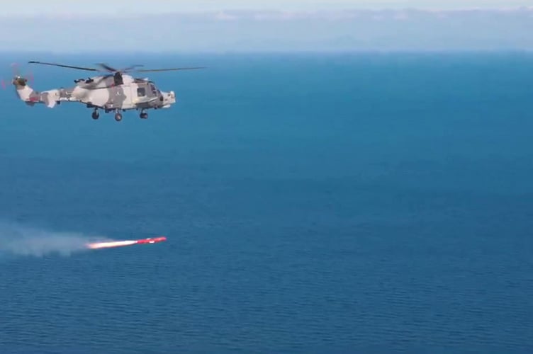 Wildcat HMA Mk2 first guided firing of the anti-ship Sea Venom missile.  The Royal Navyâs maritime attack helicopters will soon pack an even bigger punch after a milestone firing of a new missile designed to destroy enemy warships and attack craft. The Wildcat HMA Mk2 can already fire Sting Ray torpedoes for hitting underwater threats and lightweight Marlet missiles for taking out boat swarms or small ships. But, so far, the Wildcats have not been able to target larger warships, like corvettes. The Royal Navy has now completed the first guided firing of the anti-ship Sea Venom missile â which packs ten times the punch of Martlet, with the design of destroying more heavily armoured ships â on a target vessel at the Aberporth range in Wales. Lieutenant Commander Robin Kenchington, from the Royal Navyâs test and evaluation squadron 744 Naval Air Squadron, said: âIt was fantastic to see a full end-to-end demonstration of the missile."