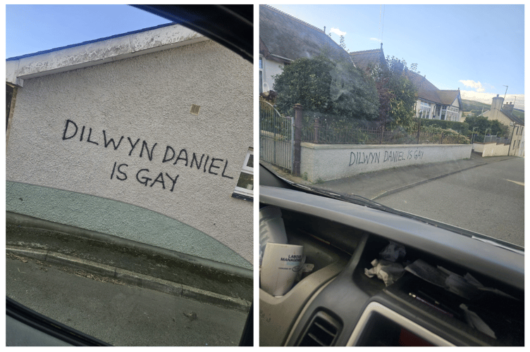 Five properties were sprayed with the abuse, including three residential properties
