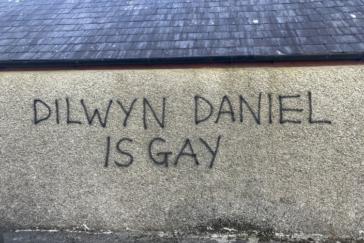 Tregaron man wakes to find graffiti across town calling him "gay"