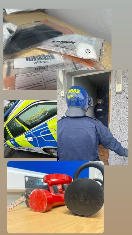 North Wales Police pictures of the execution of the drug warrant