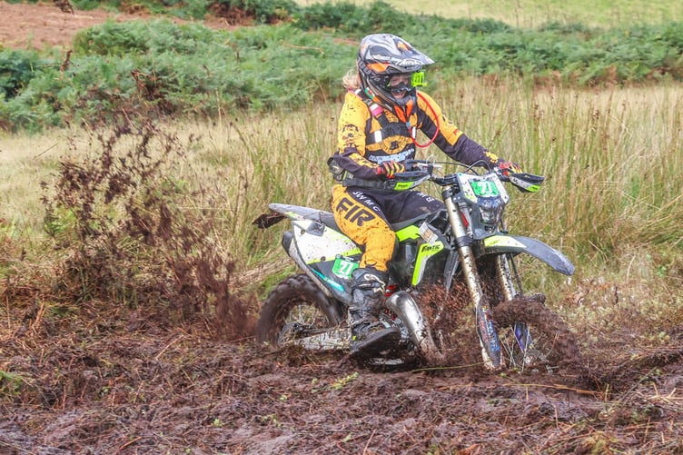 Delun Davies 17 from Caio takes a bog in her stride and made history out in Spain as one of the rides from the first ladies club team to ever enter and finish the ISDE from the UK