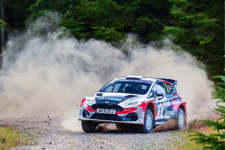 Osian and co driver Rhodri Evans in their Dom Buckley RSC-prepared Ford Fiesta Rally2