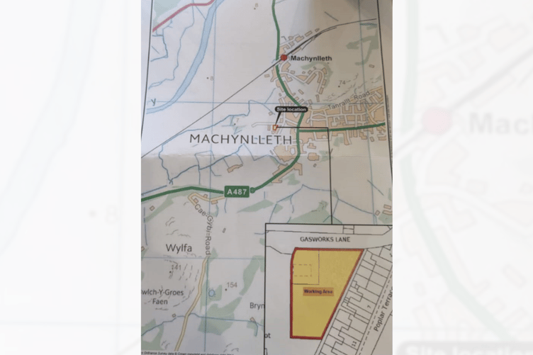 The former gasworks site is situated on Gasworks Lane, off Poplar Terrace in Machynlleth