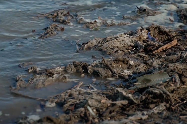 Sewage washed up on a UK beach. Credit: BBC Panorama/LDRS