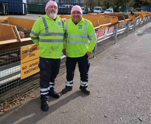Gwynedd waste staff wear pink for breast cancer month