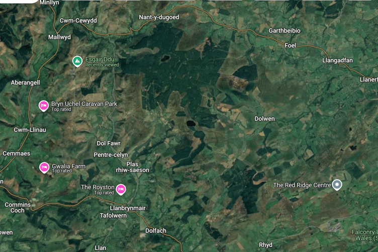 A new windfarm is being proposed northeast of Llanbrynmair (adjacent/west of Dolwen)