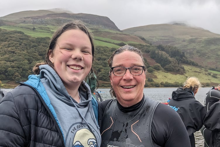 Peni Macy and Helen Ovens after their Cool Mile open swim