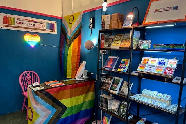 Gayberystwyth Books is the first LGBTQ+ book shop in mid-Wales, based in the Market Hall in Aberystwyth