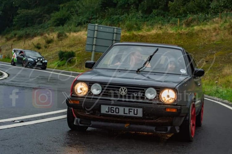 The car joined in the rally but was not a registered participant, and was filmed overtaking rally cars on a blind corner in Machynlleth