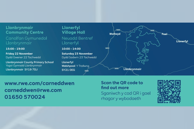Carnedd Wen Wind Farm consultations are on 22 and 23 November