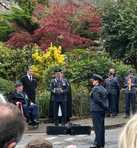 The scene on Remembrance Sunday in Llanbedr