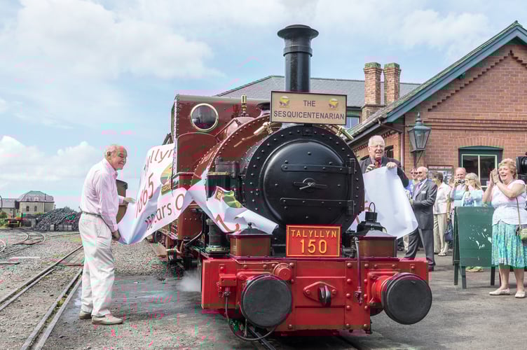 Timothy West, left, during the railway's 150th anniversary celebrations on 3 July 2015. Photo: Darren Turner