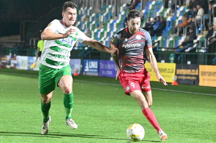 George Newell scored Bala's equaliser against the Saints (Photo: Luke Reynolds)