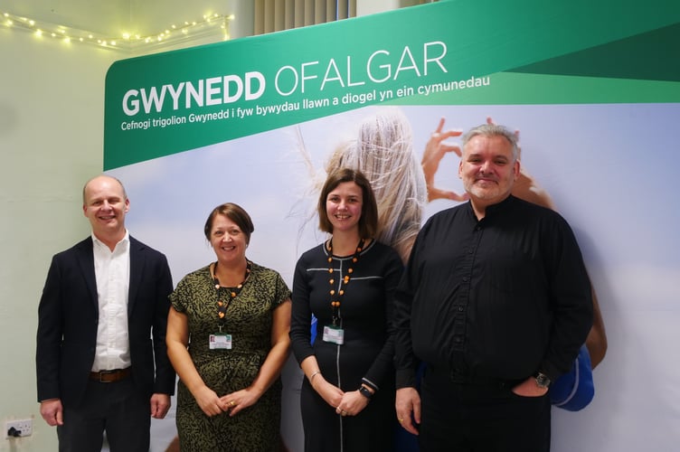 Dafydd Gibbard Chief Executive, Kelly Owen Academi Gofal Co-ordinator, Gwenno Williams Marketing and Development Officer for Careers in Care, Dylan Owen Social Services Statutory Director, Cyngor Gwynedd