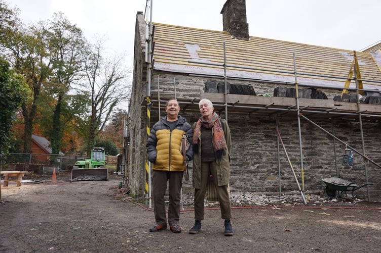 Charlie Falzon (left) and Shelagh Hourahane (right) - project managers overseeing the work to transform Machynlleth's hidden gem into a comfortable visitors' lodge