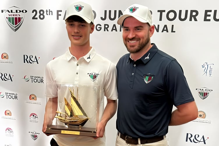 Dion Regan with one of the Faldo Series organisers Matthew Faldo