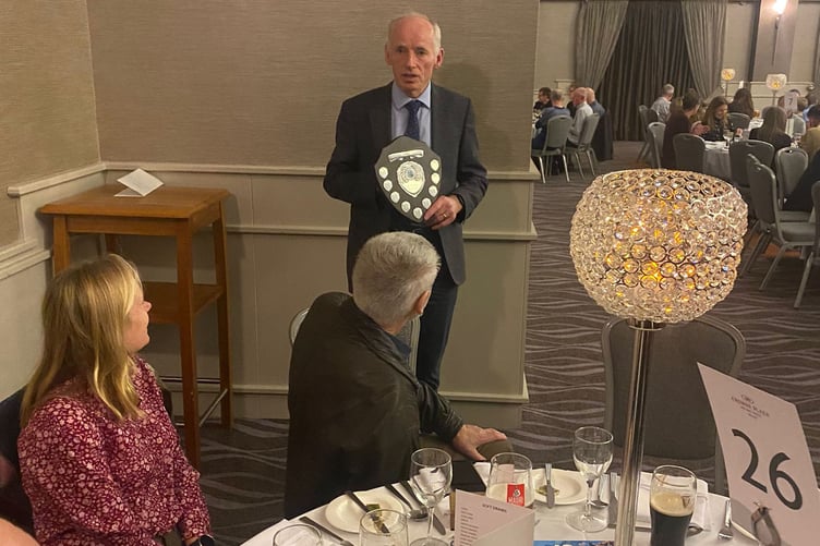 Ifan Lloyd Receiving the Dic Evans Trophy for best Welsh performance