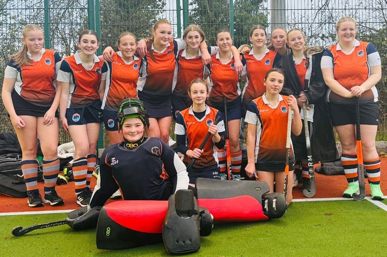 Dysynni girls U16s, back: Ava, Freya, Ella, Poppy, Alicia, Ellie, Sophia, Teaghan, Tilli, Leonora. Front: Alanna, Annia, Polly (Photo: Ryan Goddard)