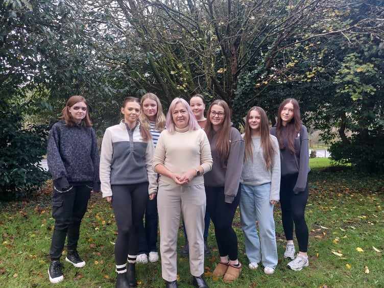 Liz Saville Roberts, centre, spoke to college students about her work as an MP