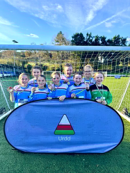 Ysgol Godre'r Berwyn Bala’s Year 5 and 6 girl’s team who managed to win the competition