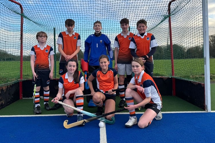 Dysynni U14s As. Back L to R: Steffan, Bradley, Gwion, Owen, Gwilym. Front L to R: Cadi, India, Laurie