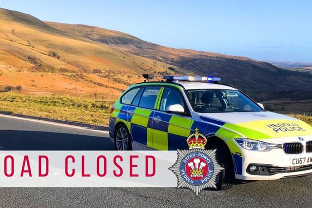 A487 between Aberystwyth and Bow Street shut