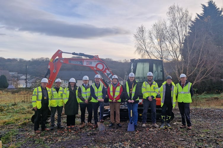The turf cutting ceremony at the Tŷ Gwynedd development in Coed Mawr, Bangor. Photo: Gwynedd Council