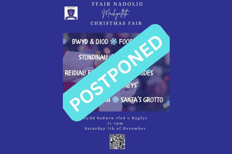 Machynlleth Golf Club Christmas Fair has been rescheduled until Saturday 14 December due to Storm Darragh