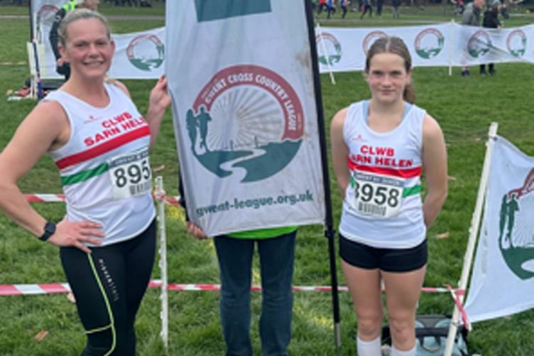 Mother and daughter Hanah and Talia Jones at The John H Collins Gwent Cross Country League