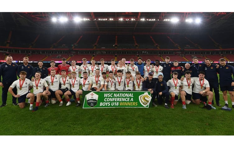 Llandovery College celebrate their Welsh Schools and Colleges U18 title success