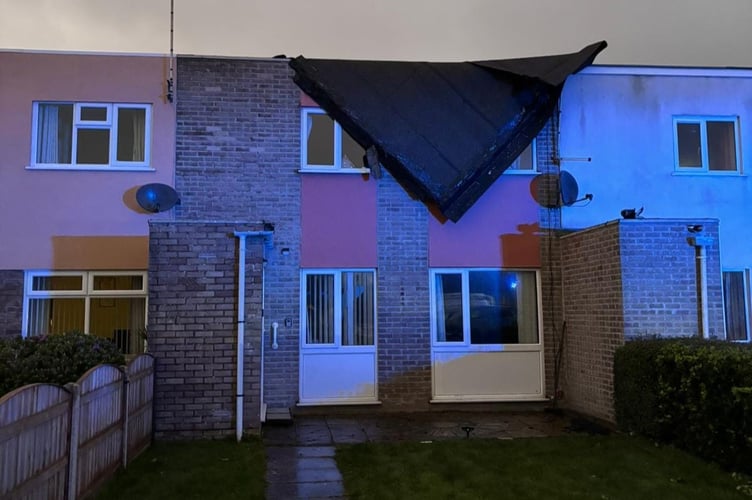 Gorsaf Tân Aberdyfi Fire Station was called out after a roof was blown off by the fierce winds during Storm Darragh