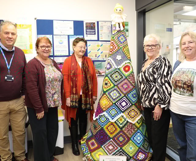 Crocheted Christmas tree on show at Machynlleth’s community hospital