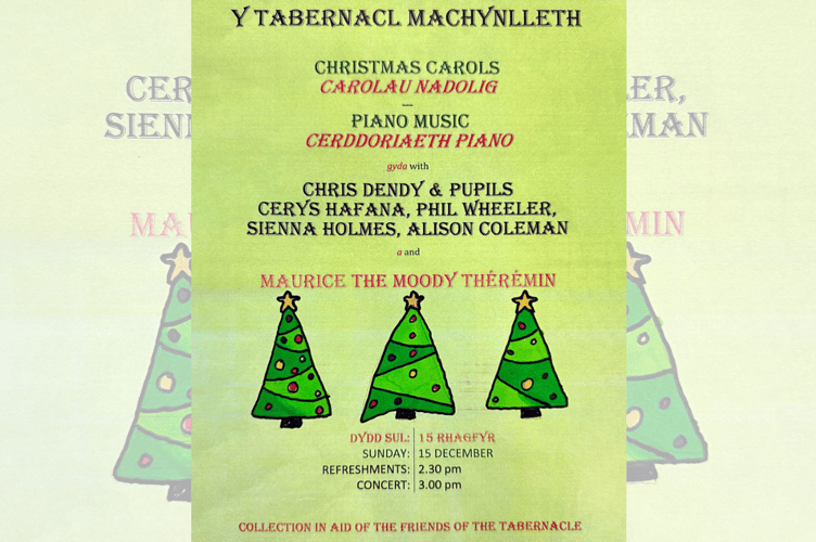 The Christmas carol and piano concert will have cakes, minced pies, mulled wine and soft drinks available from 2.30pm on Sunday 15 December