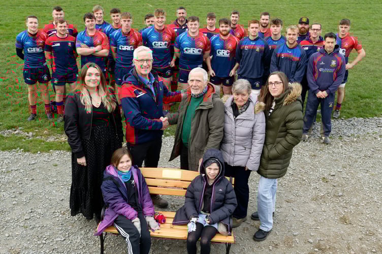 Gareth's family with club president Alwyn Roberts and the team