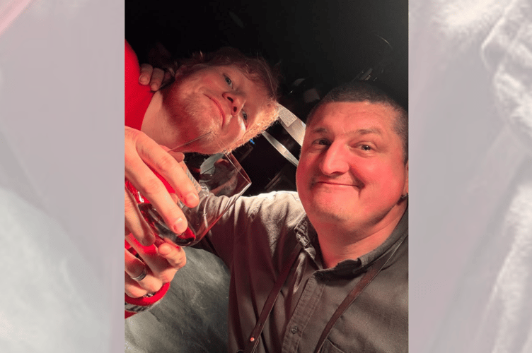 Chef Gareth Ward with Ed Sheeran at his restaurant, Ynyshir