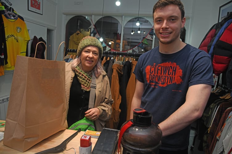 MP Liz Saville Roberts and Dylan Jones at Cymro Vintage, Caernarfon